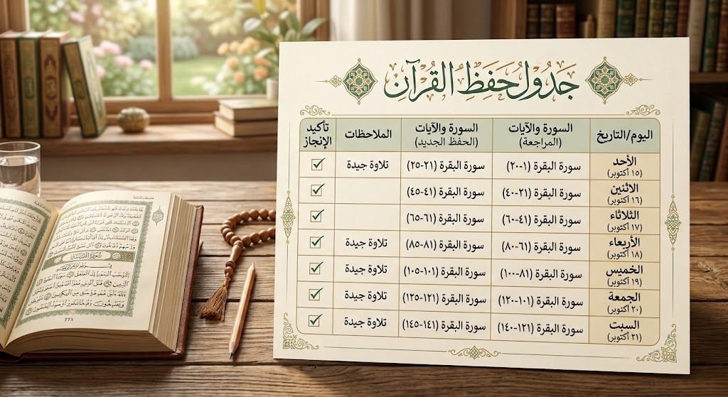جدول حفظ القرآن