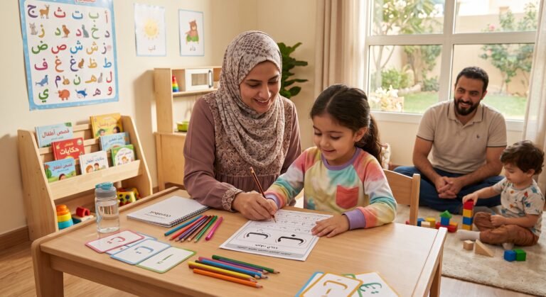 تعليم كتابة الحروف العربية للأطفال خطوة بخطوة