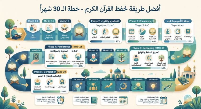 أفضل طريقة لحفظ القرآن الكريم - خطة الـ 30 شهراً